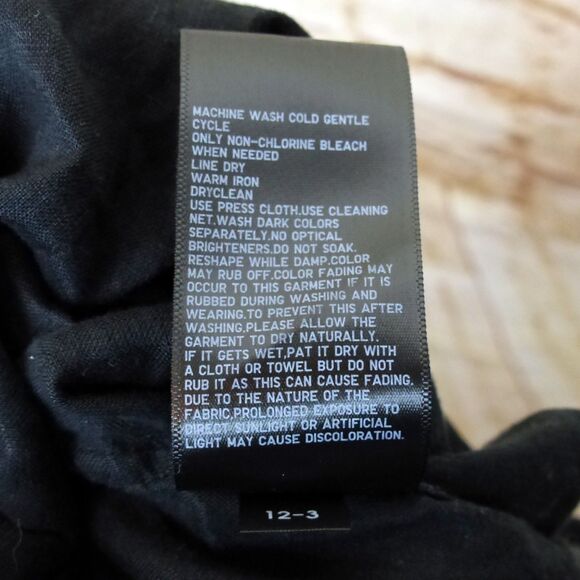 Uniqlo Shirt Womens XS Relaxed Black 100% Linen Skipper Collar Popover ¾ Sleeve - Picture 11 of 12